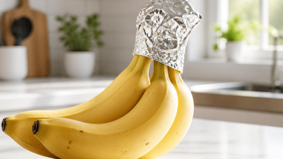 aluminium foil hack to keep bananas fresh simple diy trick to prevent bananas from turning mushy