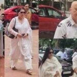 kuku kohli prayer meet aruna irani arrives with family as rajpal yadav madhoo poonam dhillon and others pay tribute