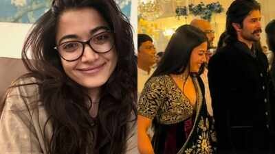 rashmika mandanna makes first public appearance post hip injury steps out with husband vijay deverakonda