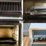 remove baked on grease from a toaster oven