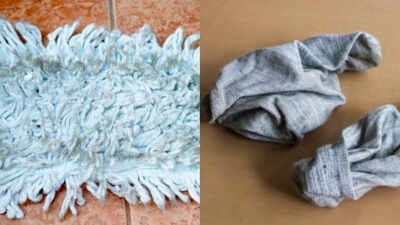 turn an old sock into a handy mop cover for dust free floors