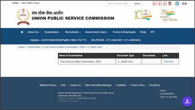 upsc mains admit card 2026