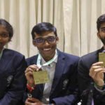 chennai grandmasters d gukesh r praggnanandhaa and woman gm r vaishali pose fo