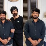chiranjeevi ram charan meet ravi teja and irumudi team congratulate them on the films success