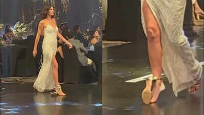 model alicia kaurs heel breaks midramp
