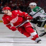 nhl dylan larkin 71 of the detroit red wings follows the play in front of jason robertson 21 of the dallas stars during the second period at little caesars arena on december 23 2025 in detroit michigan