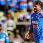 thiruvananthapuram sep 27 ani indias kuldeep yadav celebrates the wicket of