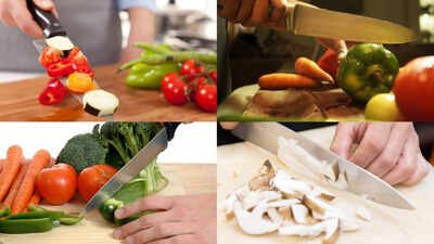 veggies sticking to knife while chopping