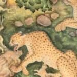 a family of cheetahs in a rocky landscape attributed to basawan mughal india circa 1575 80