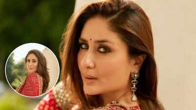 kareena kapoor khan sets the internet buzzing in a red bandhani suit and statement earrings poses to diljit dosanjhs what ve