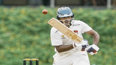 mumbai mumbais batter ayush mhatre plays a shot during the first day of the ra