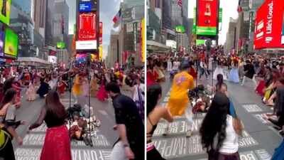 navratri garba at new yorks times square goes viral