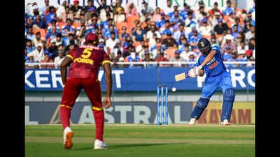 new chandigarh oct 03 ani indias rohit sharma in action during the 3rd odi