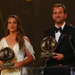soccer football ballon dor london palladium london britain october 26 2026 london city lionesses alexia putellas poses with bayern munichs harry kane after winning the ballon dor awards